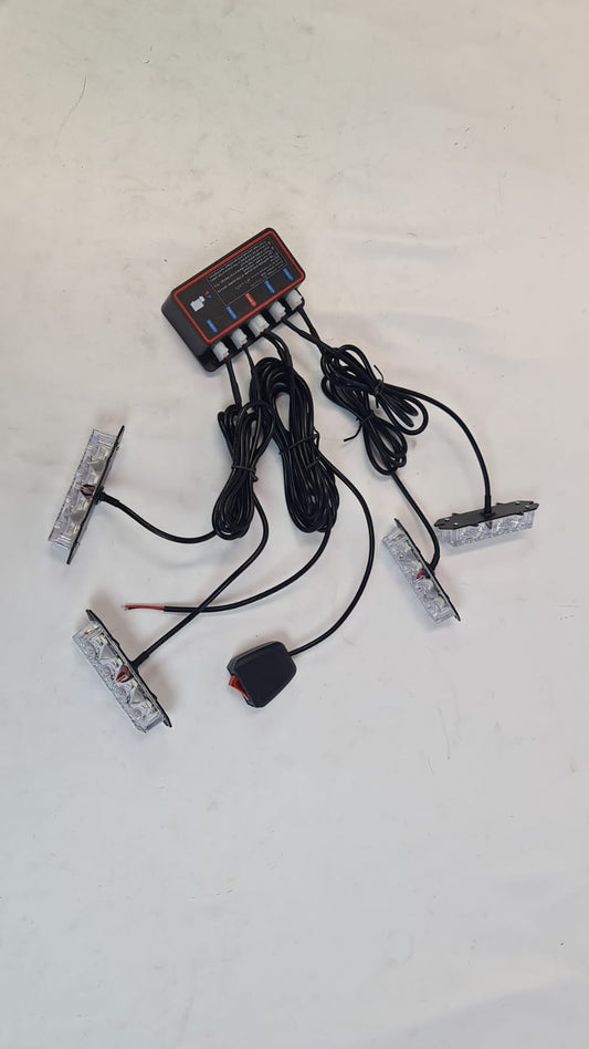 LED 4D flashing  strobe light 12-24v grill use same pic for 3 items Yellow