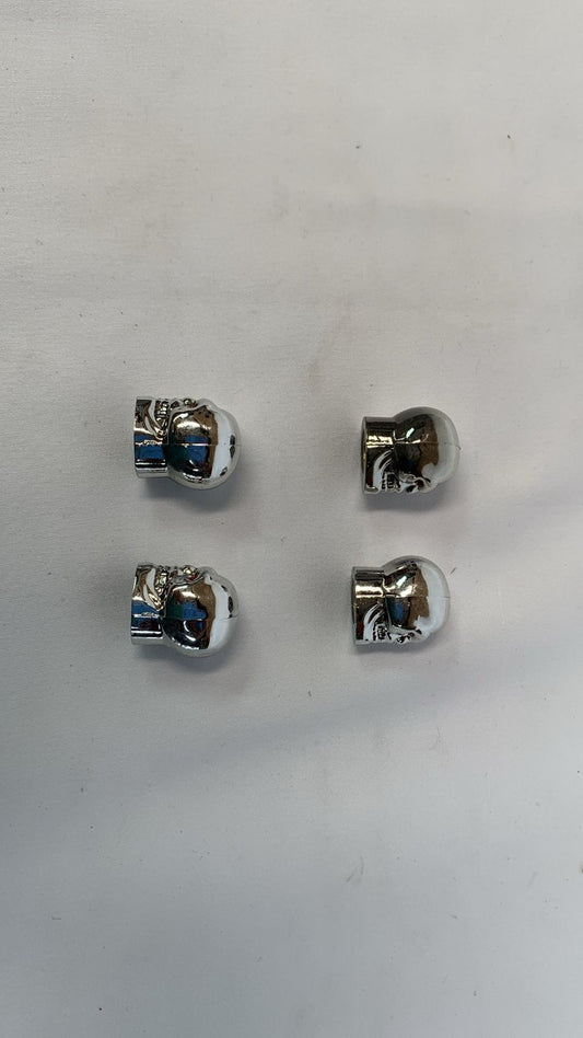 Skull head silver valve caps